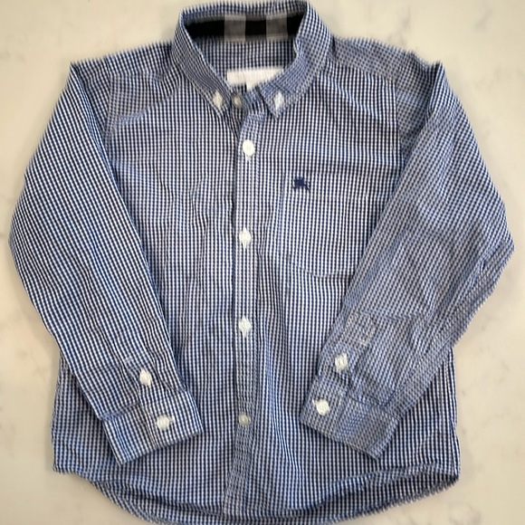 Burberry boy gingham button down shirt size 4 - Picture 1 of 3